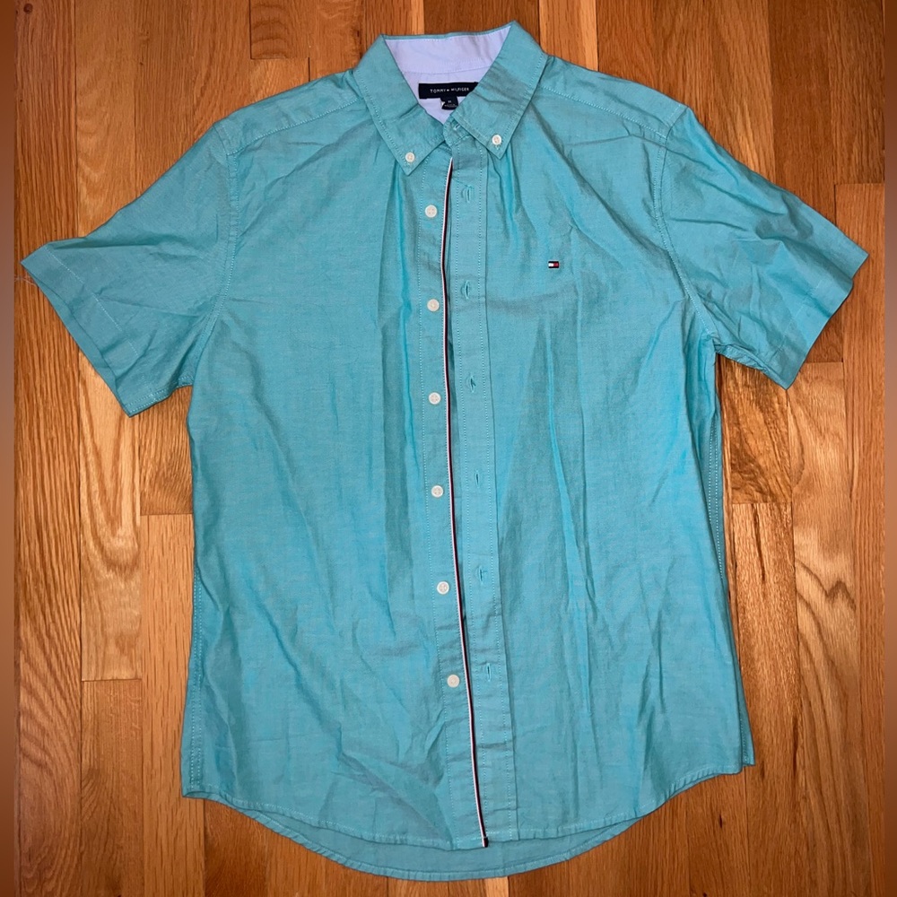 Men’s Tommy Hilfiger Teal Short Sleeve Button Down